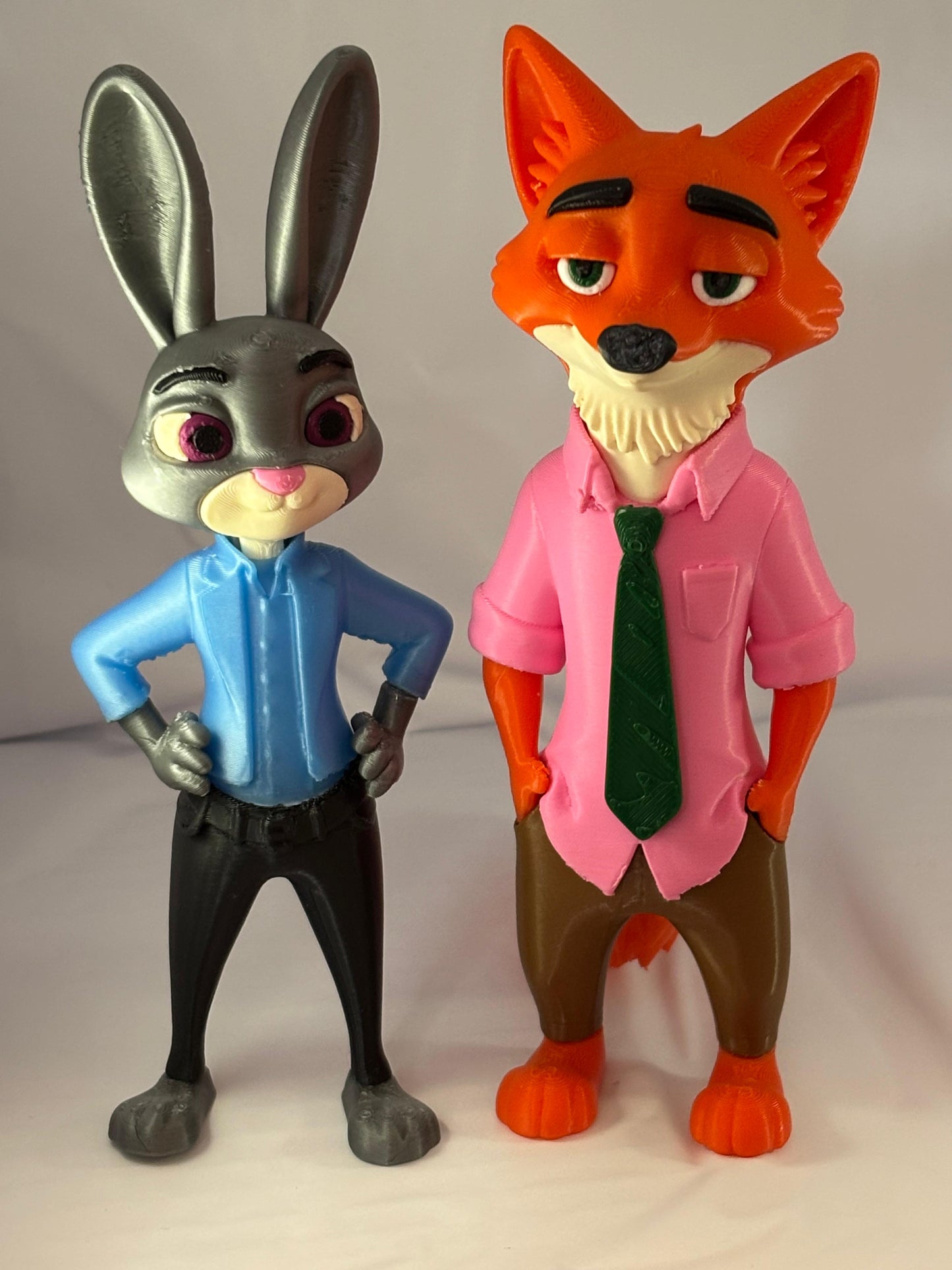 Zootopia Nick Wilde & Judy Hopps 3D Baskı Dekoratif Figür Seti – El Yapımı Koleksiyon